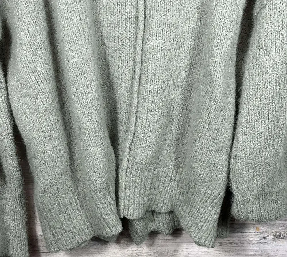 POL Women's Sage Green Oversized V-Neck Button-Front Cardigan Sweater Size L